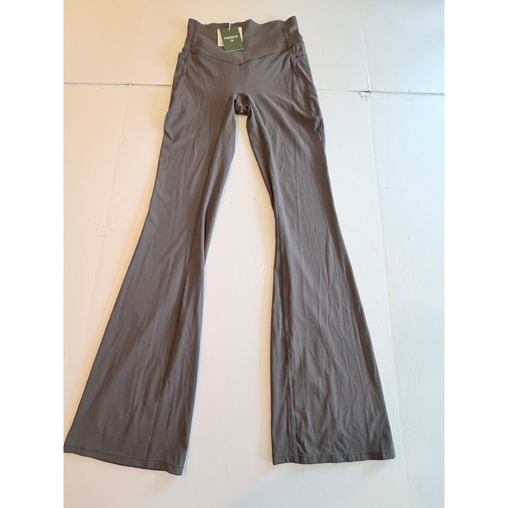 Halara Women Gray High Waisted Crossover Flare Yoga Pants with Pockets Size S